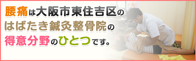 腰痛は大阪市東住吉区のはばたき鍼灸整骨院の得意分野のひとつです。